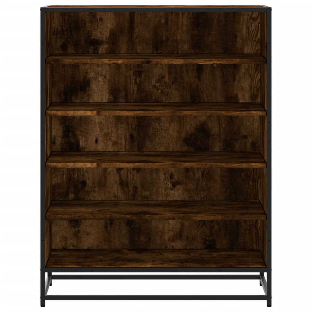 Shoe Cabinet Smoked Oak 75x38x97.5 cm Engineered Wood and Metal