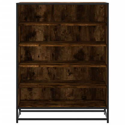 Shoe Cabinet Smoked Oak 75x38x97.5 cm Engineered Wood and Metal