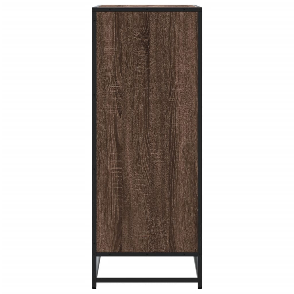 Shoe Cabinet Brown Oak 75x38x97.5 cm Engineered Wood and Metal