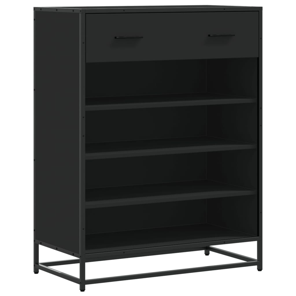 Shoe Cabinet Black 75x38x97.5 cm Engineered Wood and Metal