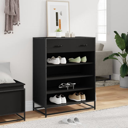 Shoe Cabinet Black 75x38x97.5 cm Engineered Wood and Metal