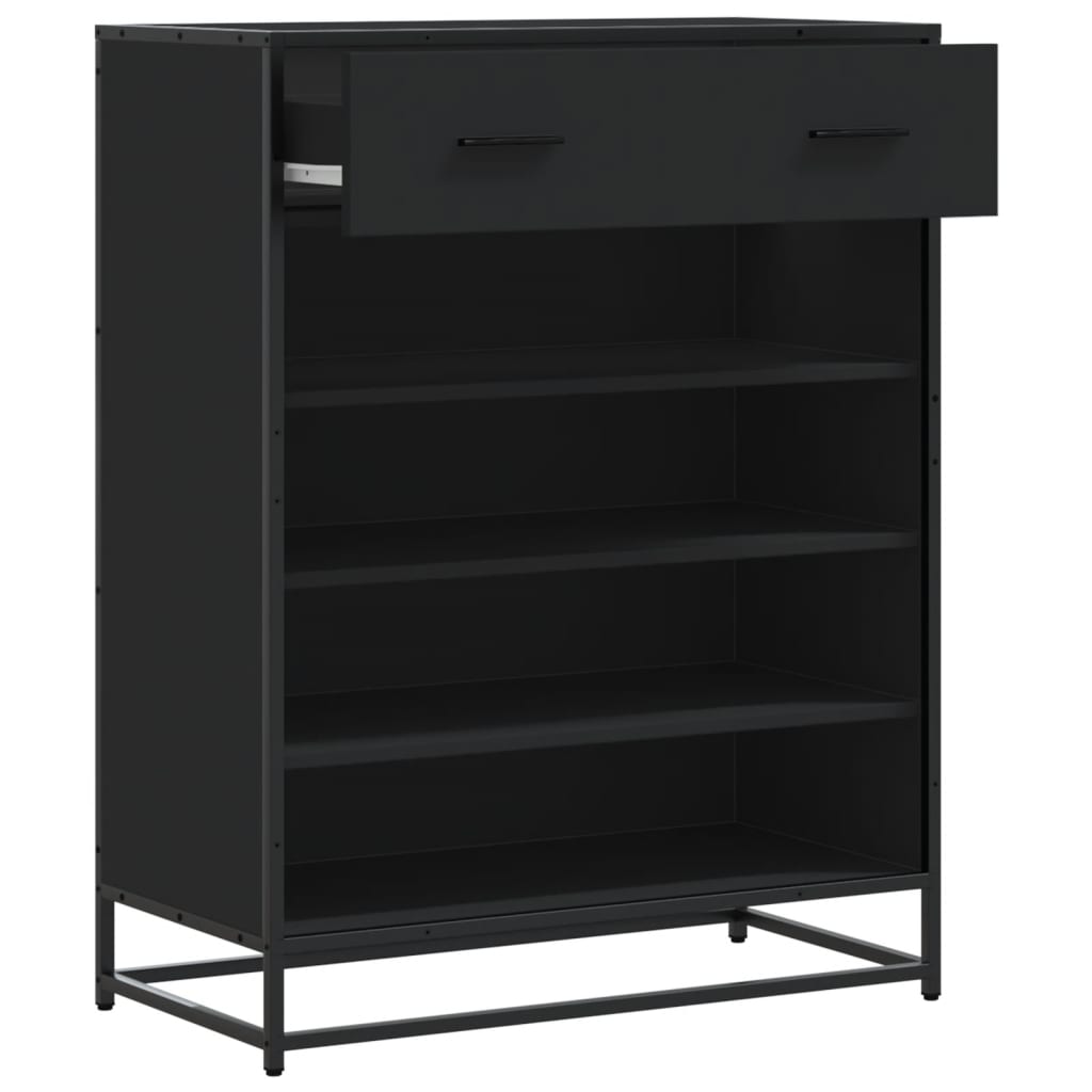 Shoe Cabinet Black 75x38x97.5 cm Engineered Wood and Metal