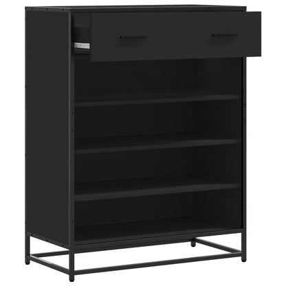 Shoe Cabinet Black 75x38x97.5 cm Engineered Wood and Metal