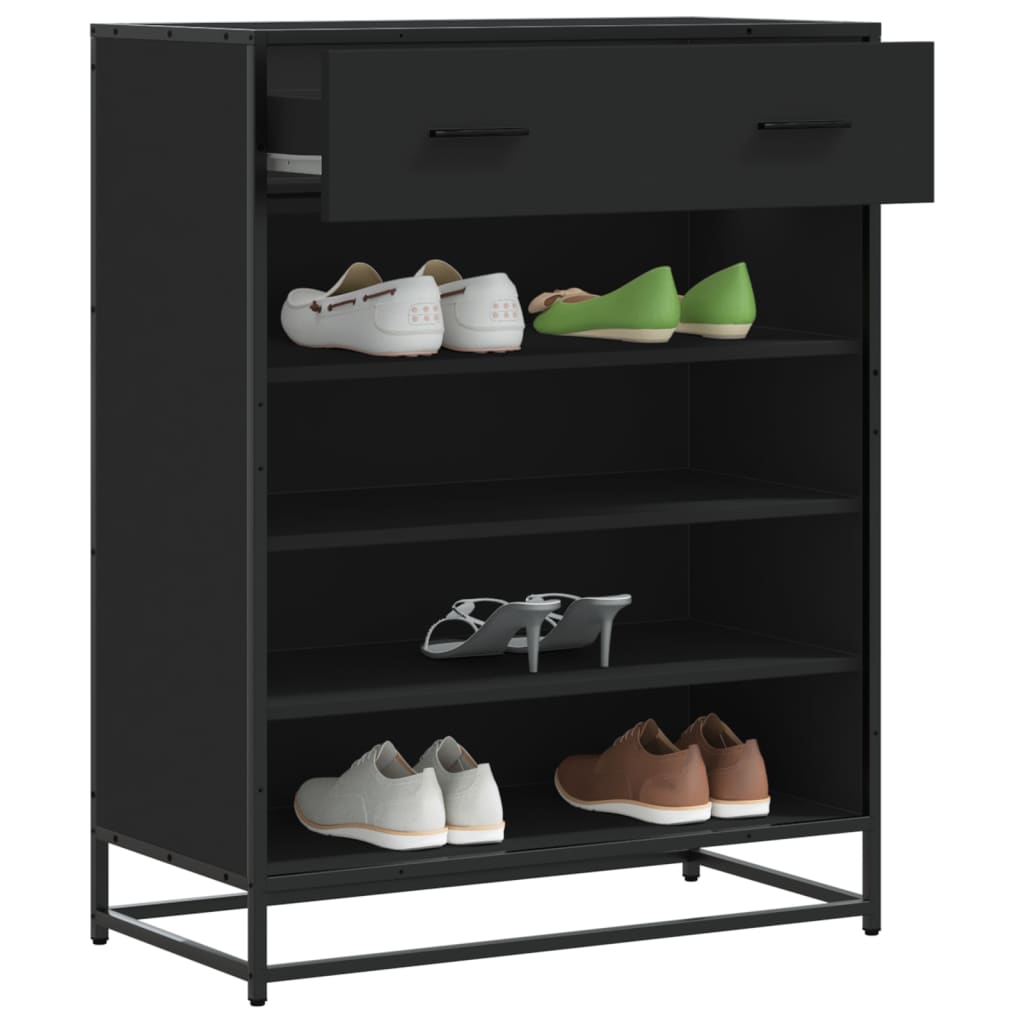 Shoe Cabinet Black 75x38x97.5 cm Engineered Wood and Metal