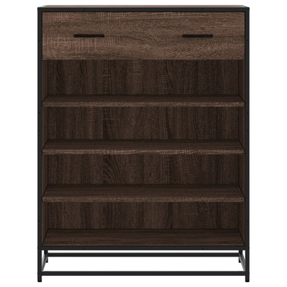 Shoe Cabinet Brown Oak 75x38x97.5 cm Engineered Wood and Metal