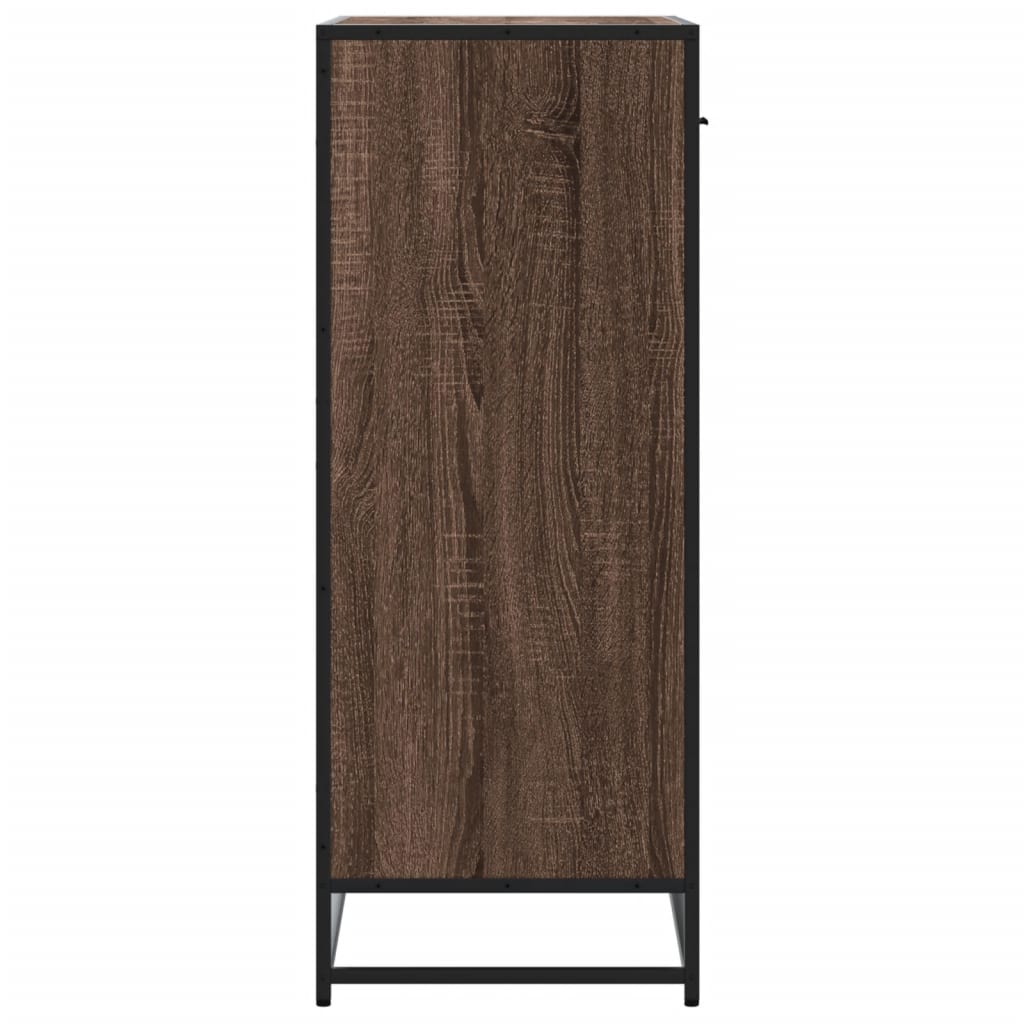 Shoe Cabinet Brown Oak 75x38x97.5 cm Engineered Wood and Metal