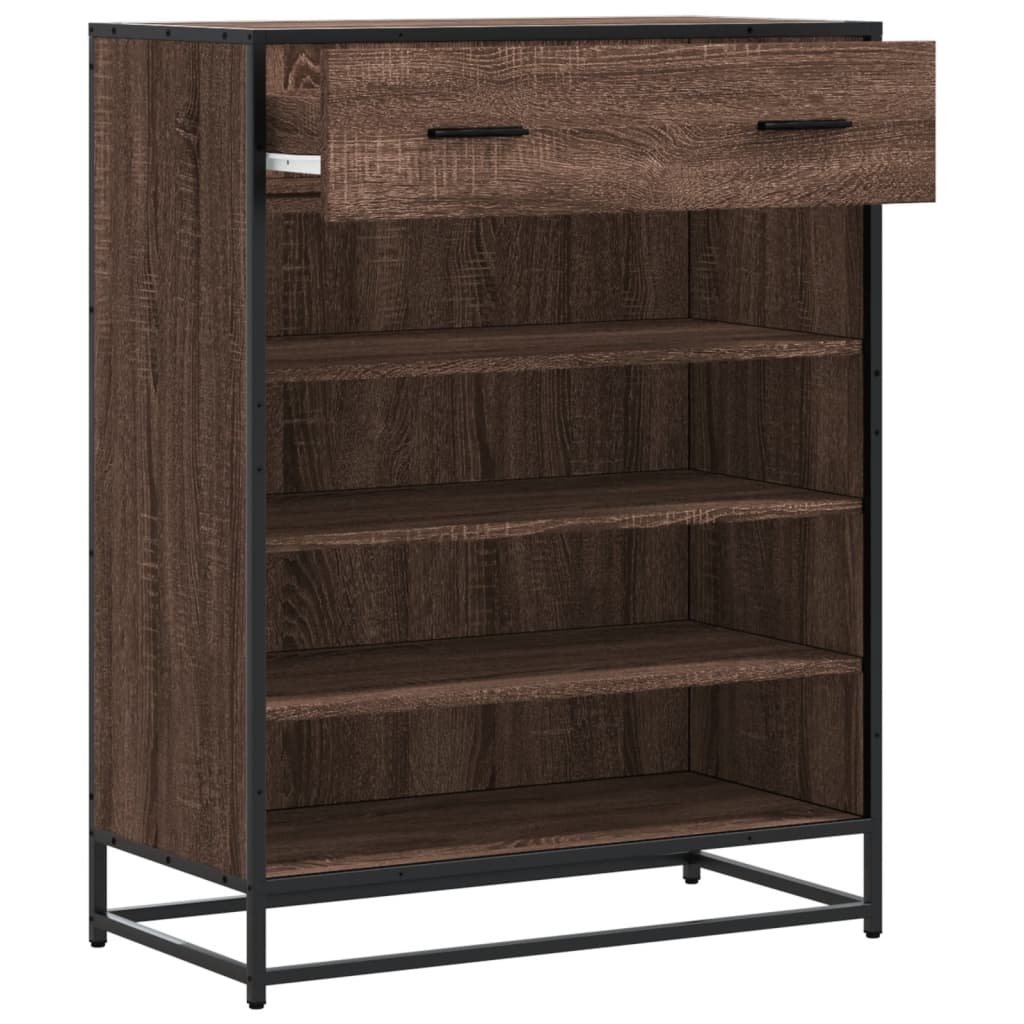 Shoe Cabinet Brown Oak 75x38x97.5 cm Engineered Wood and Metal