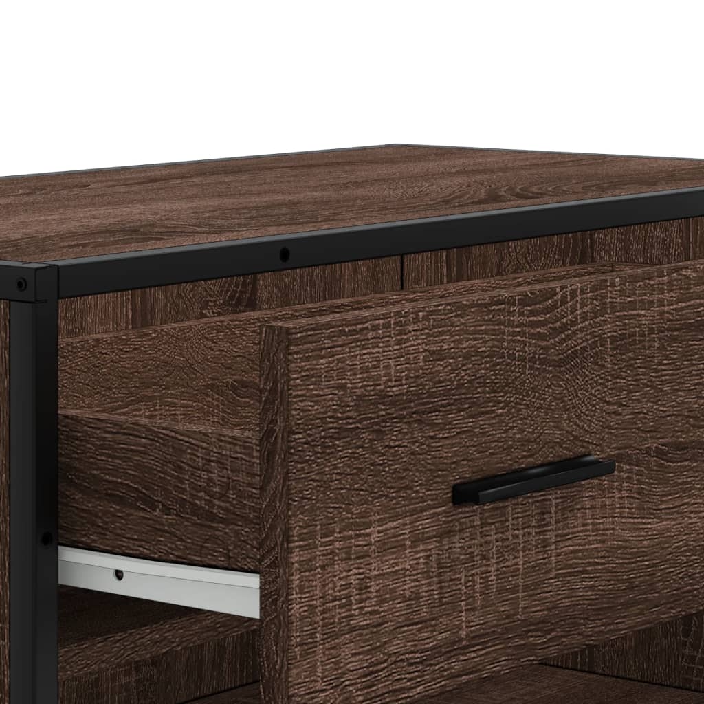 Shoe Cabinet Brown Oak 75x38x97.5 cm Engineered Wood and Metal