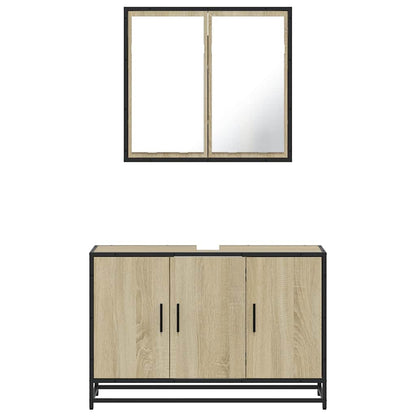 2 Piece Bathroom Furniture Set Sonoma Oak Engineered Wood