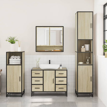 3 Piece Bathroom Furniture Set Sonoma Oak Engineered Wood