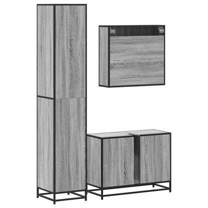 3 Piece Bathroom Furniture Set Grey Sonoma Engineered Wood