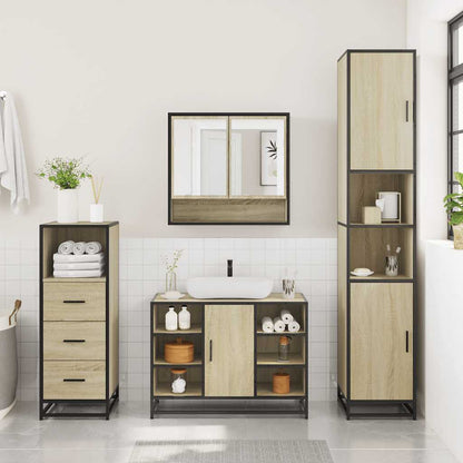 3 Piece Bathroom Furniture Set Sonoma Oak Engineered Wood