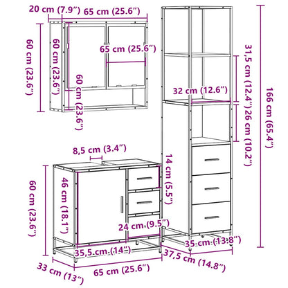 3 Piece Bathroom Furniture Set Sonoma Oak Engineered Wood