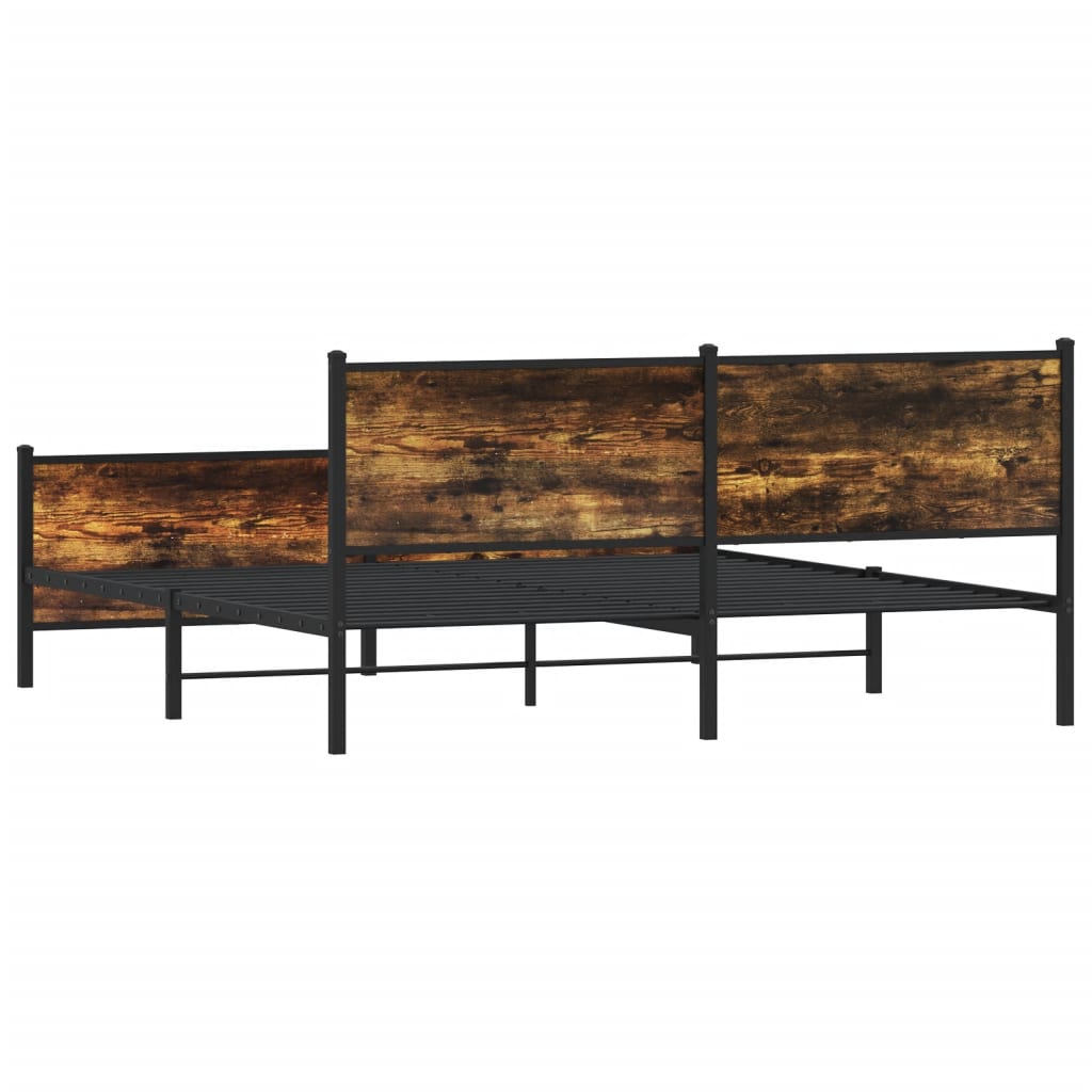 Metal Bed Frame without Mattress Smoked Oak 200x200 cm