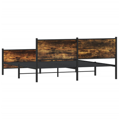 Metal Bed Frame without Mattress Smoked Oak 200x200 cm