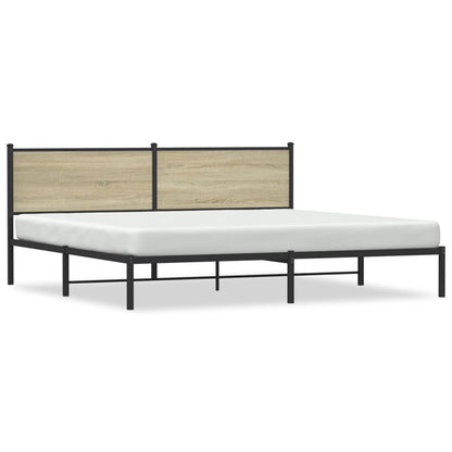 Metal Bed Frame without Mattress Sonoma Oak 200x200 cm