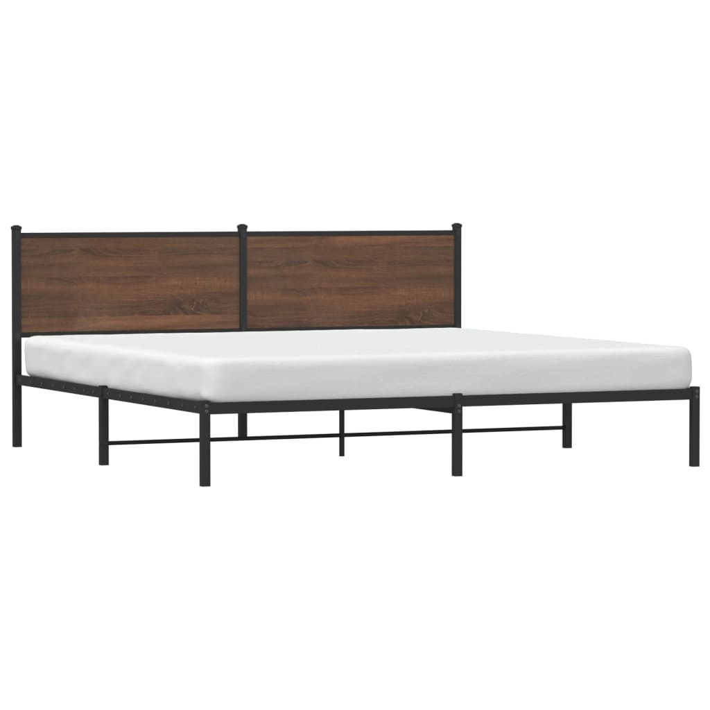 Metal Bed Frame without Mattress Brown Oak 200x200 cm
