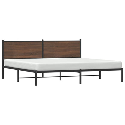 Metal Bed Frame without Mattress Brown Oak 200x200 cm