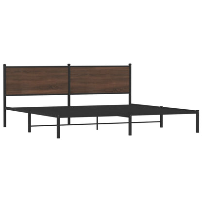 Metal Bed Frame without Mattress Brown Oak 200x200 cm