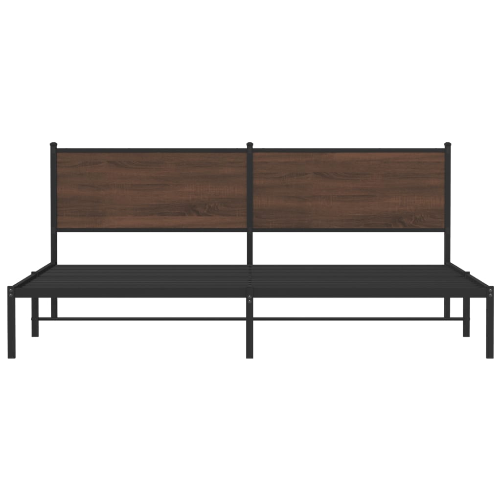 Metal Bed Frame without Mattress Brown Oak 200x200 cm
