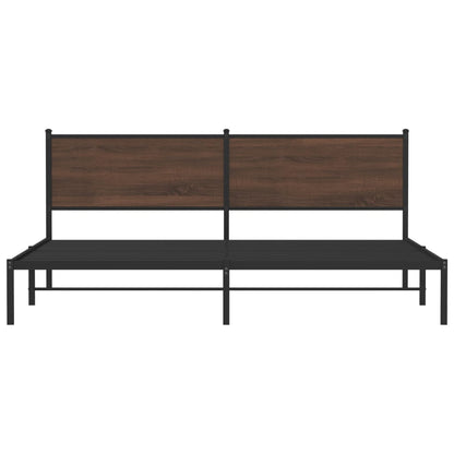 Metal Bed Frame without Mattress Brown Oak 200x200 cm