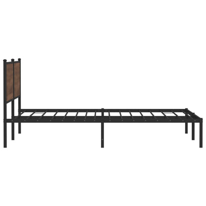 Metal Bed Frame without Mattress Brown Oak 200x200 cm