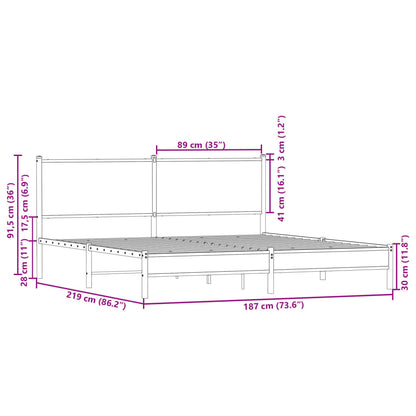 Metal Bed Frame without Mattress Sonoma Oak 183x213 cm