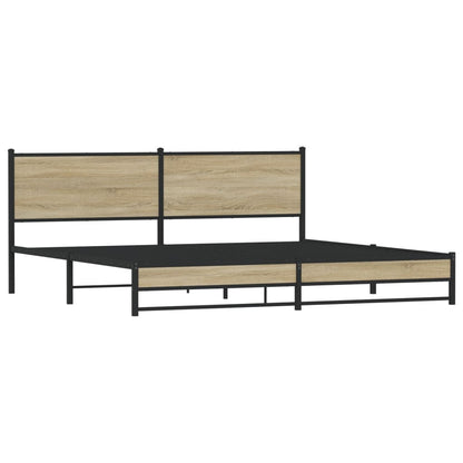 Metal Bed Frame without Mattress Sonoma Oak 200x200 cm