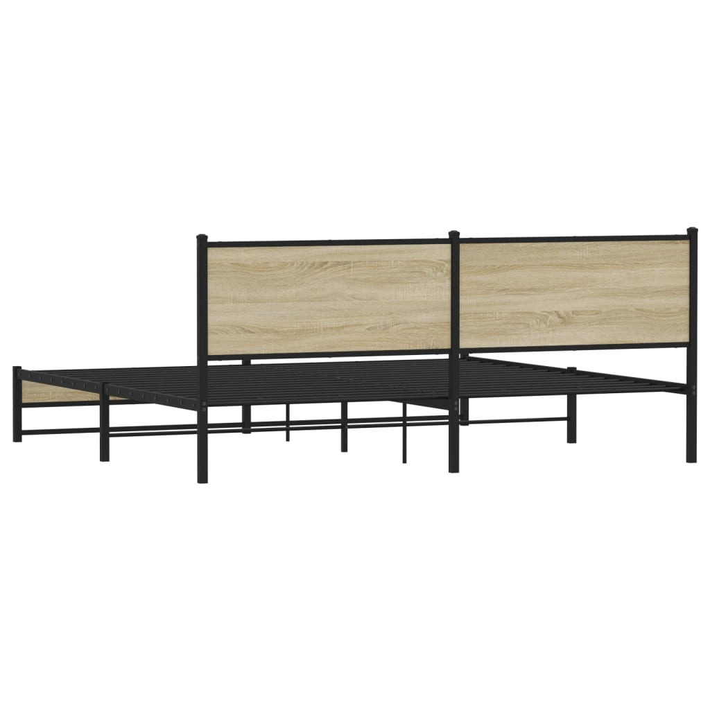 Metal Bed Frame without Mattress Sonoma Oak 200x200 cm