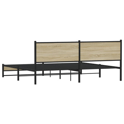 Metal Bed Frame without Mattress Sonoma Oak 200x200 cm