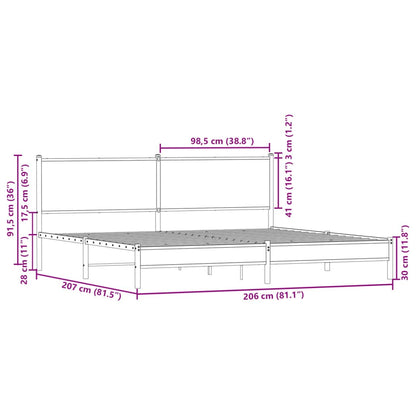 Metal Bed Frame without Mattress Sonoma Oak 200x200 cm