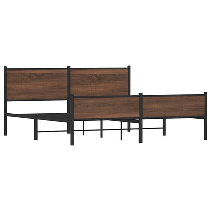Metal Bed Frame without Mattress Brown Oak 160x200 cm