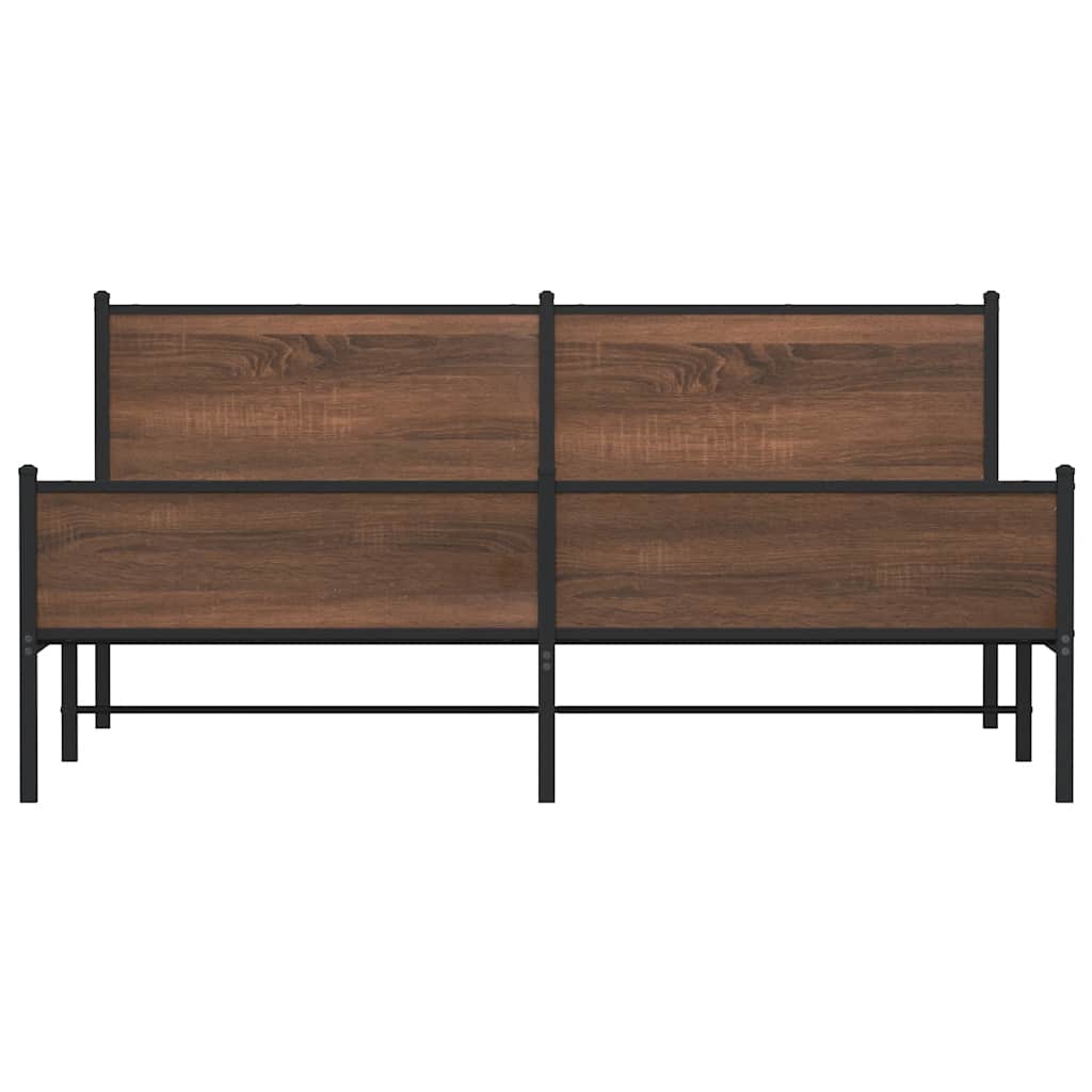 Metal Bed Frame without Mattress Brown Oak 160x200 cm