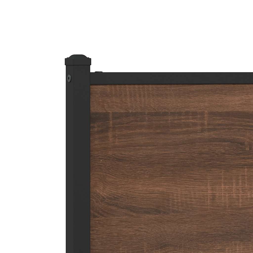 Metal Bed Frame without Mattress Brown Oak 160x200 cm