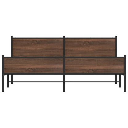 Metal Bed Frame without Mattress Brown Oak 200x200 cm