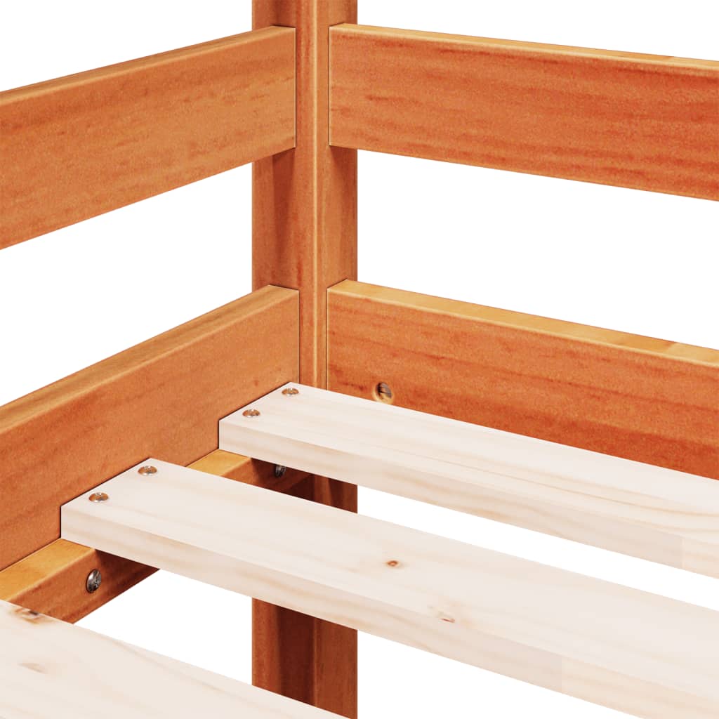 Kids' Loft Bed without Mattress with Ladder Wax Brown 90x200 cm