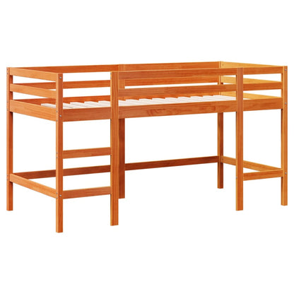 Kids' Loft Bed without Mattress with Ladder Wax Brown 90x190 cm Single