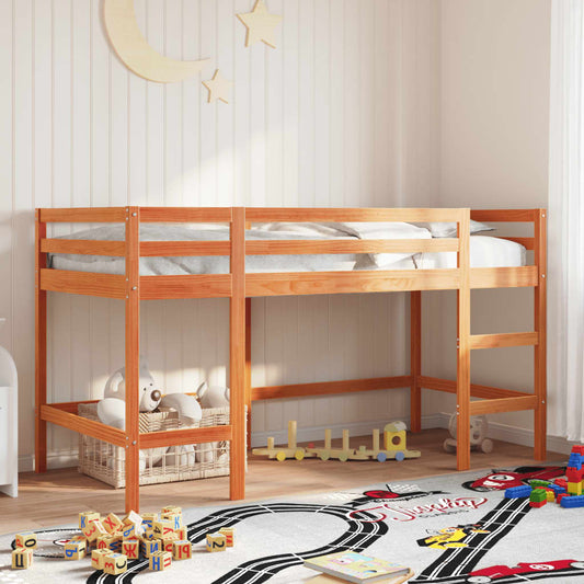 Kids' Loft Bed without Mattress with Ladder Wax Brown 90x190 cm Single