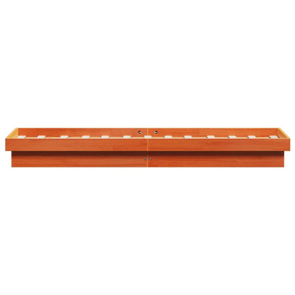 LED Bed Frame without Mattress Wax Brown 75x190 cm Small Single Solid Wood