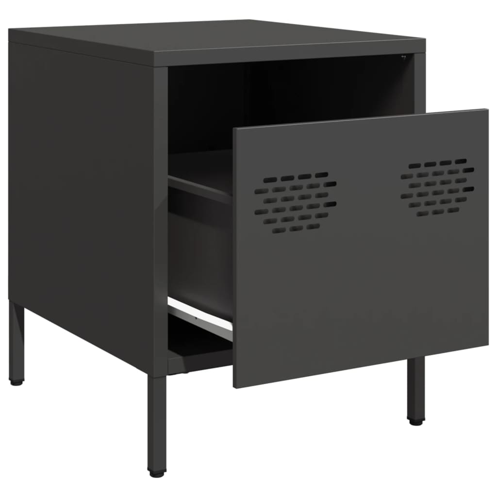 Bedside Cabinets 2 pcs Black 35x39x43.5 cm Steel