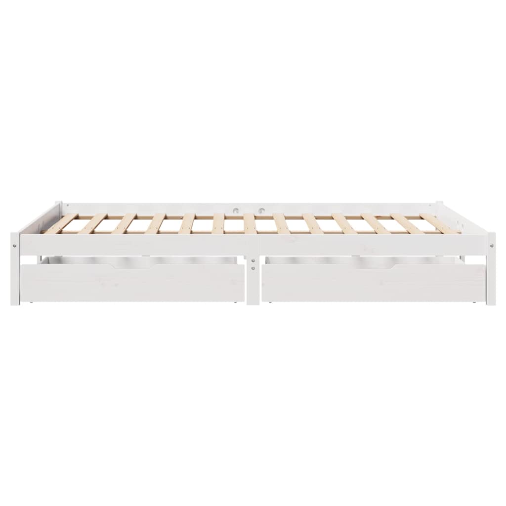 Bed Frame without Mattress White 135x190 cm Double Solid Wood Pine