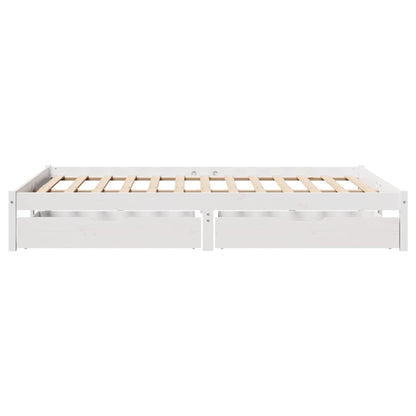 Bed Frame without Mattress White 135x190 cm Double Solid Wood Pine