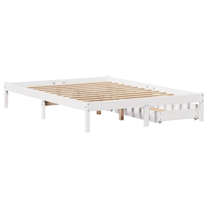 Bed Frame without Mattress White 135x190 cm Double Solid Wood Pine