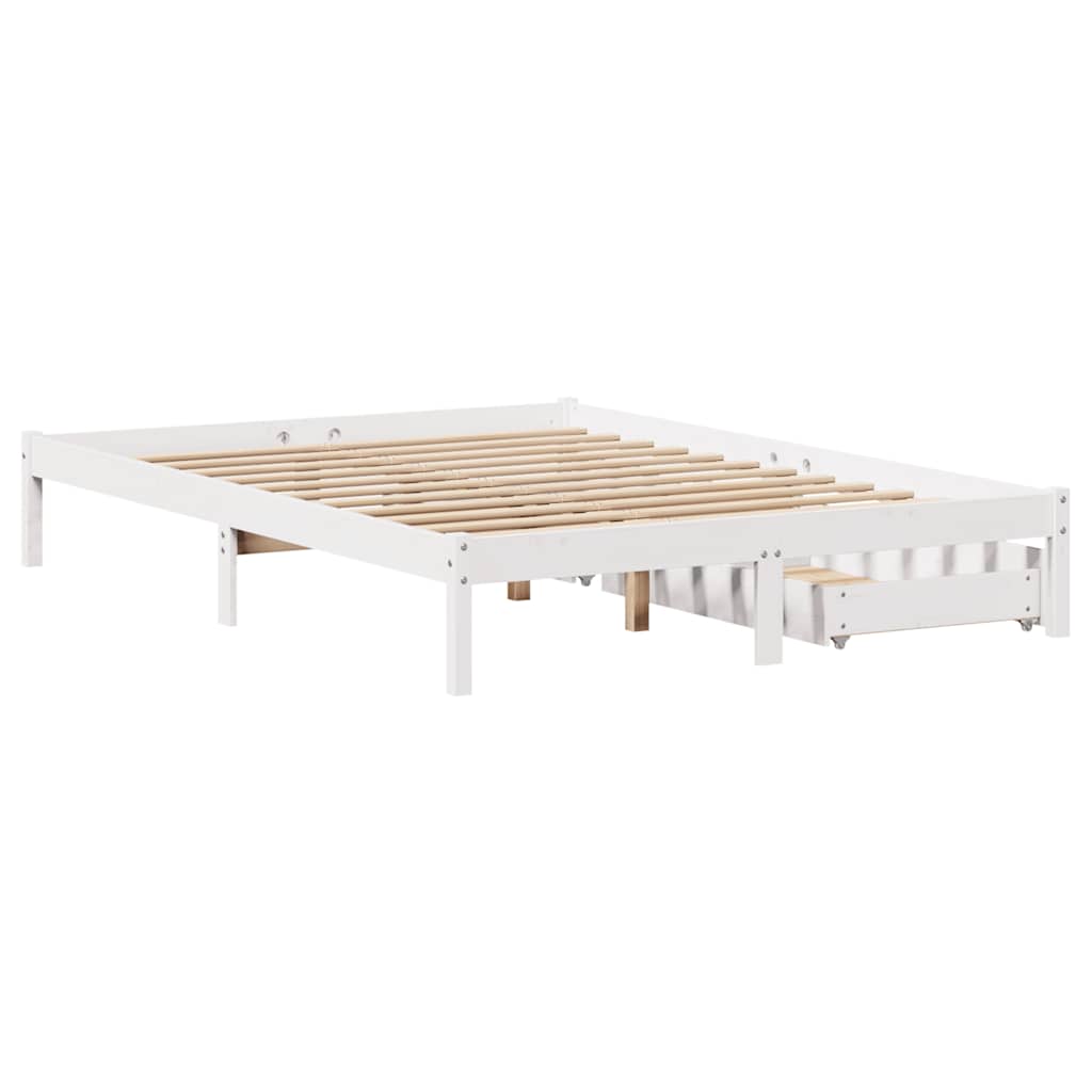 Bed Frame without Mattress White 140x190 cm Solid Wood Pine