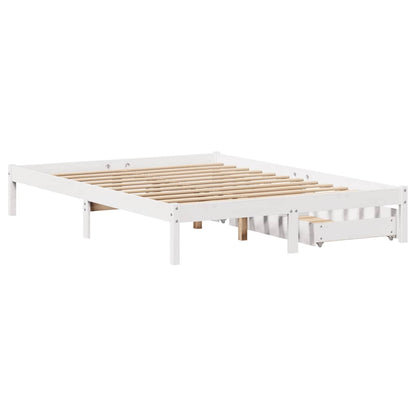Bed Frame without Mattress White 140x190 cm Solid Wood Pine