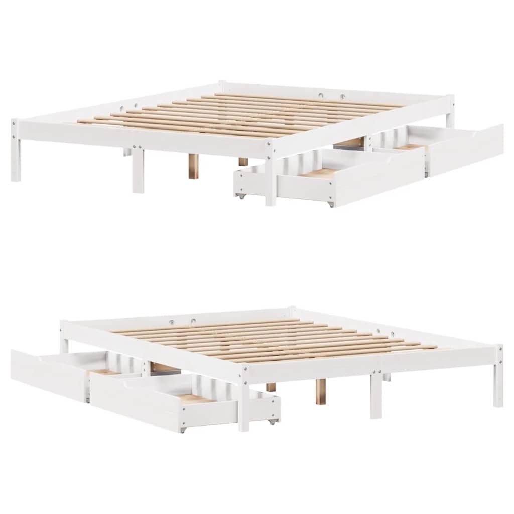 Bed Frame without Mattress White 140x190 cm Solid Wood Pine
