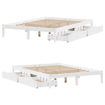 Bed Frame without Mattress White 140x190 cm Solid Wood Pine