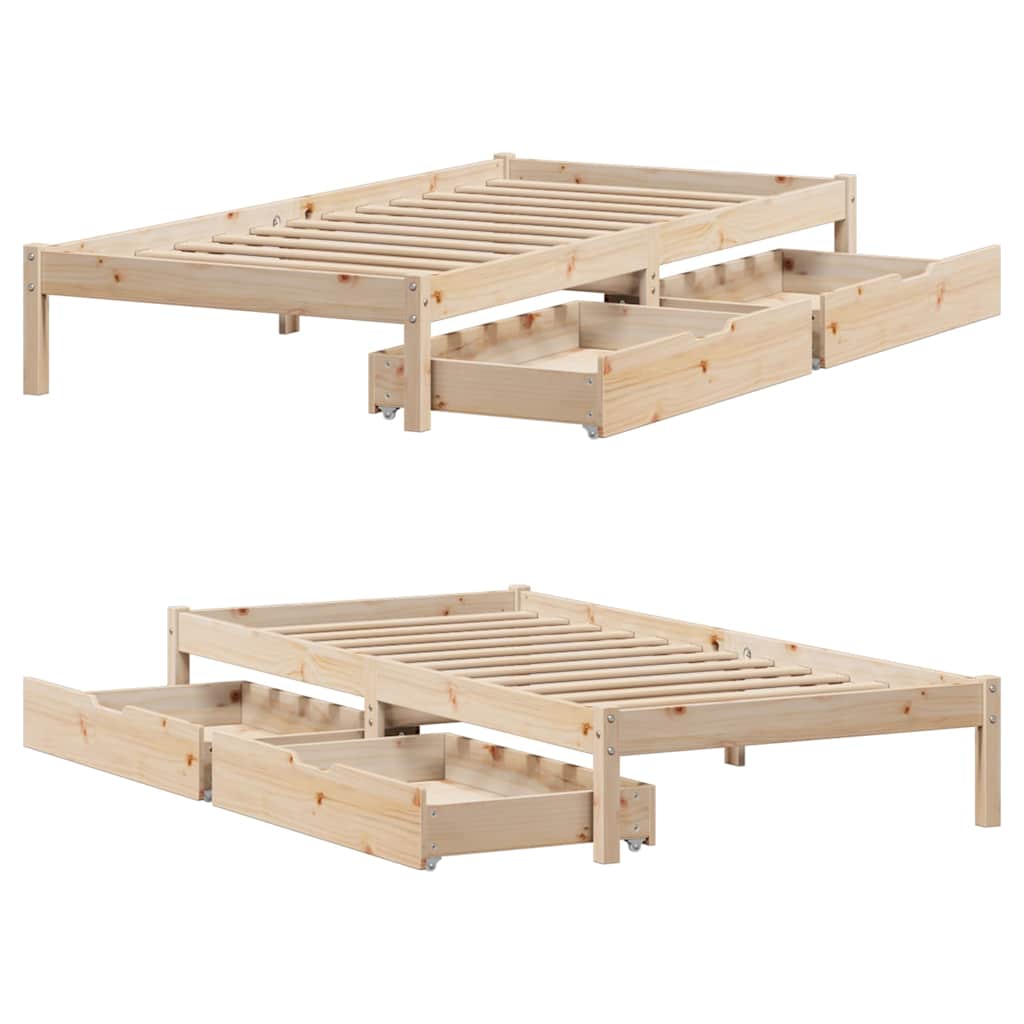 Bed Frame without Mattress 90x200 cm Solid Wood Pine