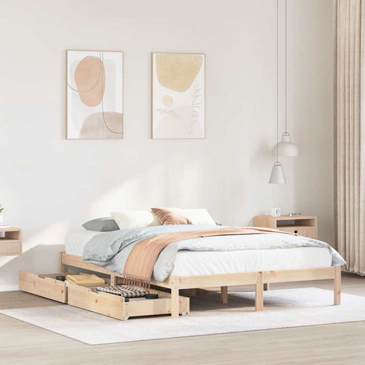 Bed Frame without Mattress 140x200 cm Solid Wood Pine