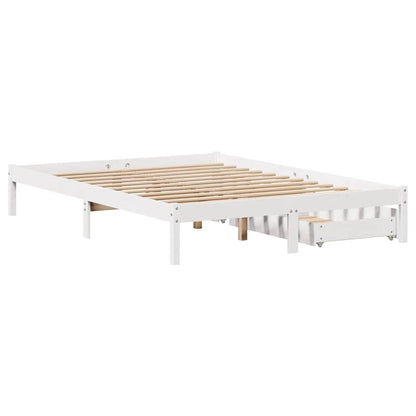 Bed Frame without Mattress White 150x200 cm King Size Solid Wood Pine